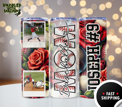 Custom Baseball Tumbler, Baseball Photo cup, Baseball Coach cup, Personalized Baseball gift, gift for mom, Baseball Mothers Day gift