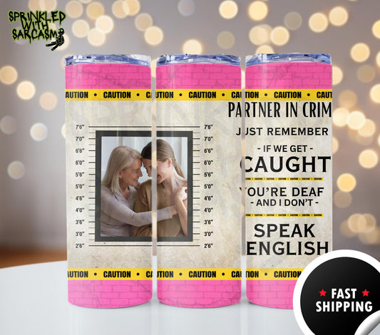 Custom Valentine Coffee cup, Best Friend Photo cup, Partner in crime coffee cup, Bff gifts, Birthday gift for bestie, gift for her