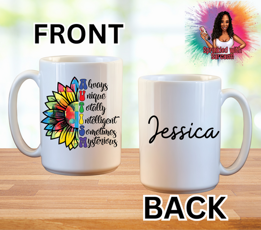 Autism Awareness 15oz Ceramic Mug - Add Your Name